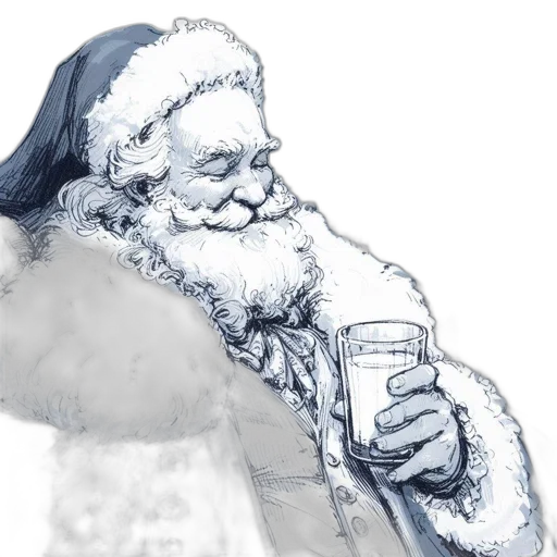 concept art, detailed, sketch, santa transparent PNG cut-out