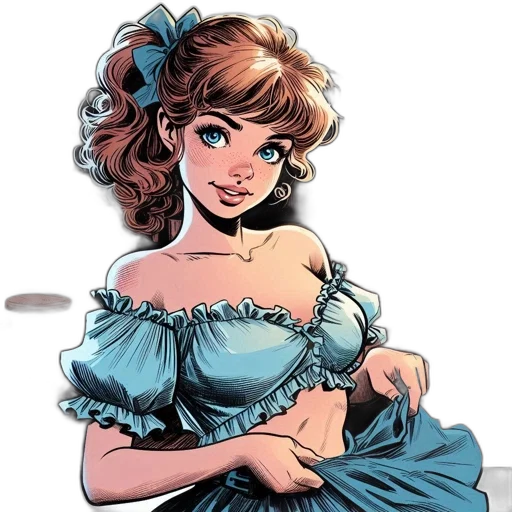 dress, comic book art, cartoon, concept art transparent PNG cut-out
