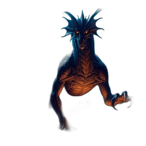 creature, dragon, mask, staff transparent PNG cut-out