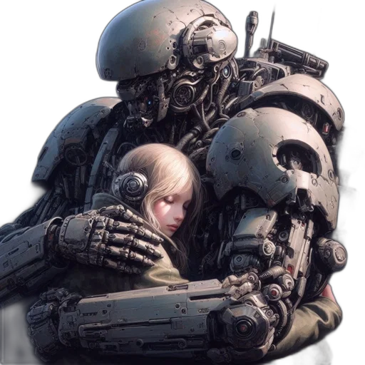 robot, weapon, face, concept art transparent PNG cut-out