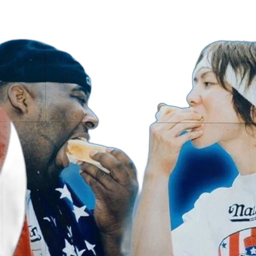 photorealistic, two, individuals, eating transparent PNG cut-out