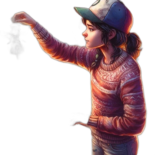 jacket, hat, staff, face transparent PNG cut-out