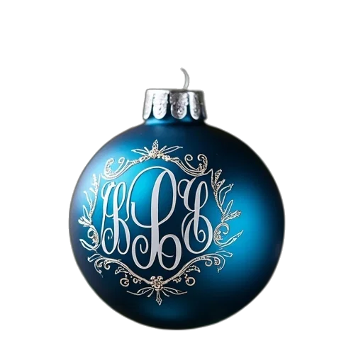 blue, monogrammed, glass, christmas transparent PNG cut-out