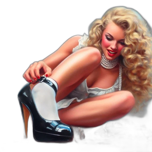 shoes, dress, photorealistic, oil painting transparent PNG cut-out