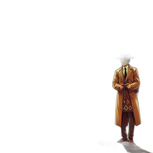 hat, jacket, staff, robot transparent PNG cut-out