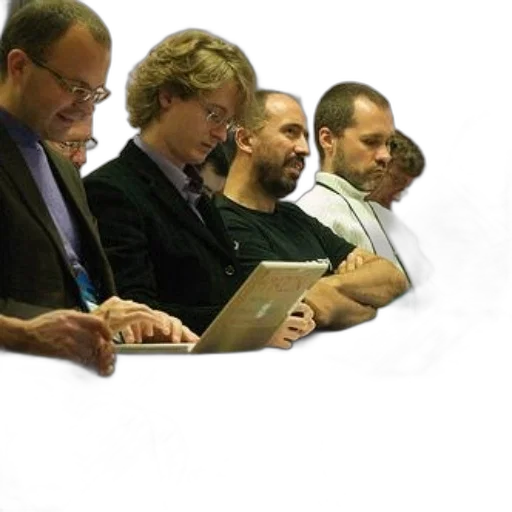 staff, group, men, sitting transparent PNG cut-out