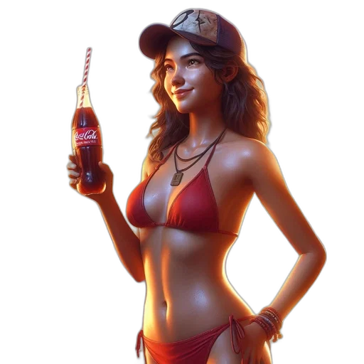 bottle, hat, staff, photorealistic transparent PNG cut-out