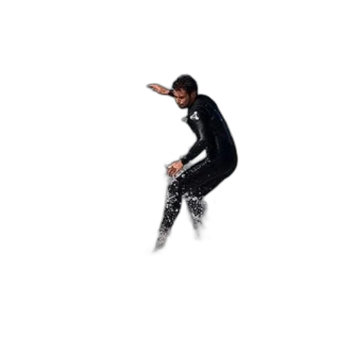 surfer, black, wetsuit, rides transparent PNG cut-out