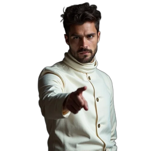 jacket, staff, man, fencing transparent PNG cut-out