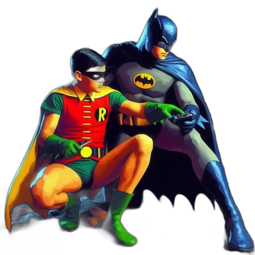 comic book art, concept art, cartoon, batman transparent PNG cut-out