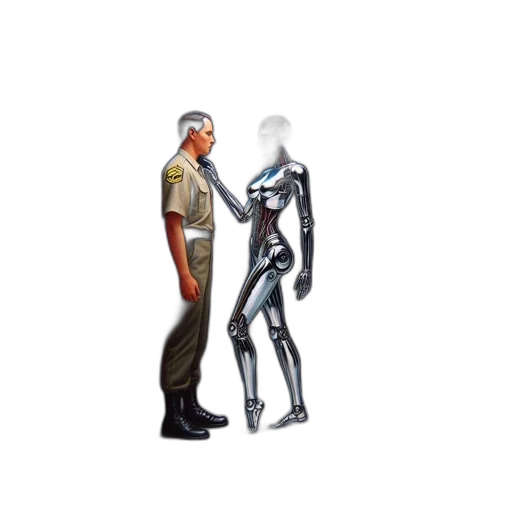 robot, staff, weapon, jacket transparent PNG cut-out