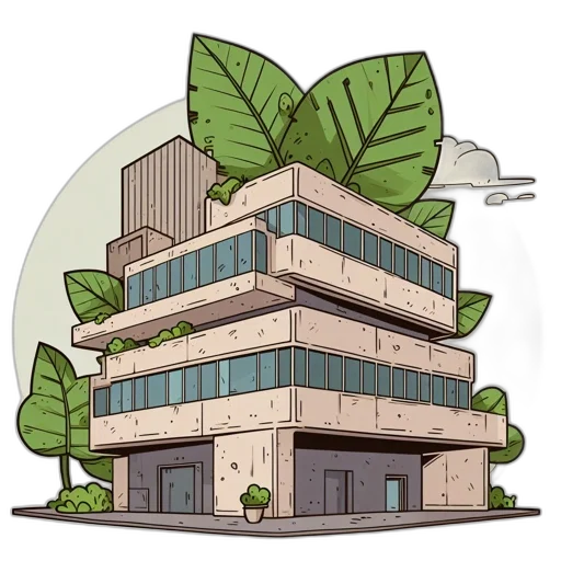 building, tree, concept art, 3d render transparent PNG cut-out