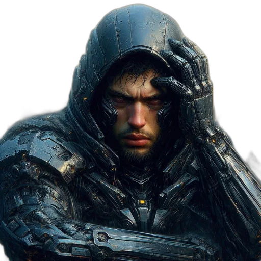 jacket, face, concept art, photorealistic transparent PNG cut-out