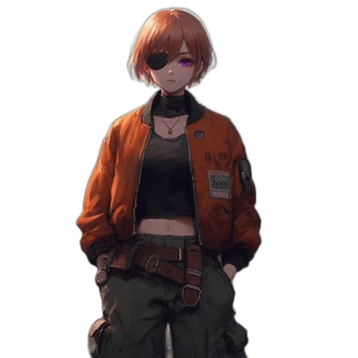 jacket, staff, mask, weapon transparent PNG cut-out