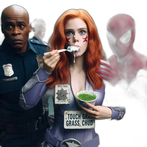 comic book art, concept art, three, individuals transparent PNG cut-out