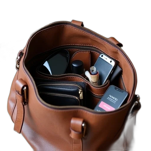 jacket, brown, leather, handbag transparent PNG cut-out