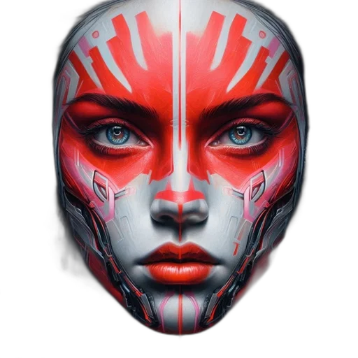 mask, face, robot, photorealistic transparent PNG cut-out