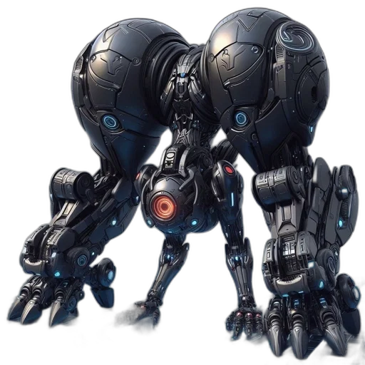 robot, weapon, concept art, 3d render transparent PNG cut-out