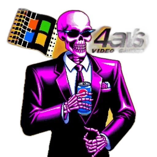 robot, vaporwave, pixel art, cyberpunk transparent PNG cut-out