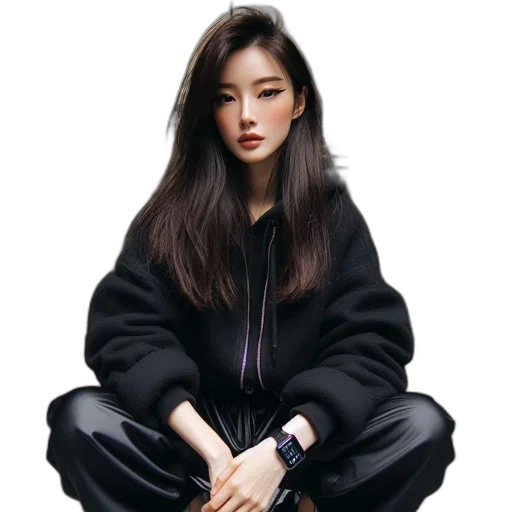 jacket, hair, photorealistic, cyberpunk transparent PNG cut-out