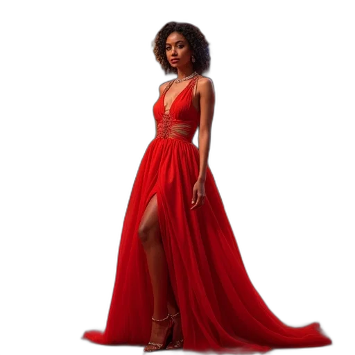 dress, concept art, photorealistic, red transparent PNG cut-out