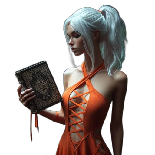 dress, staff, face, fantasy art transparent PNG cut-out