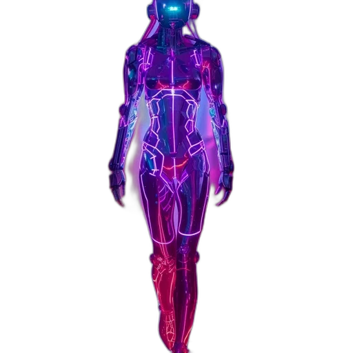 robot, dress, creature, staff transparent PNG cut-out