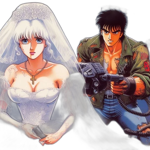 concept art, anime, comic book art, vaporwave transparent PNG cut-out