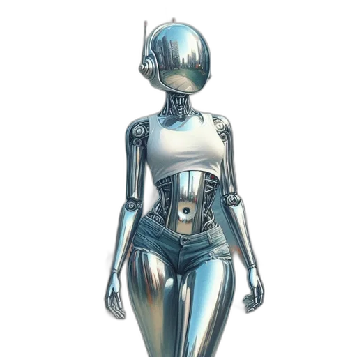 robot, concept art, cyberpunk, 3d render transparent PNG cut-out