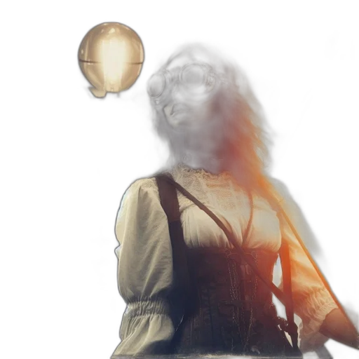 mask, dress, hair, staff transparent PNG cut-out