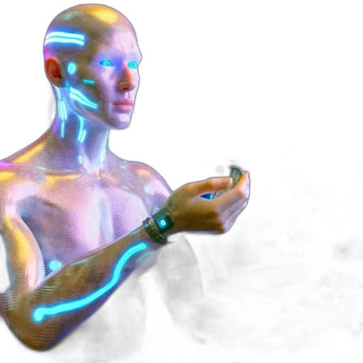robot, jewelry, cyberpunk, vaporwave transparent PNG cut-out