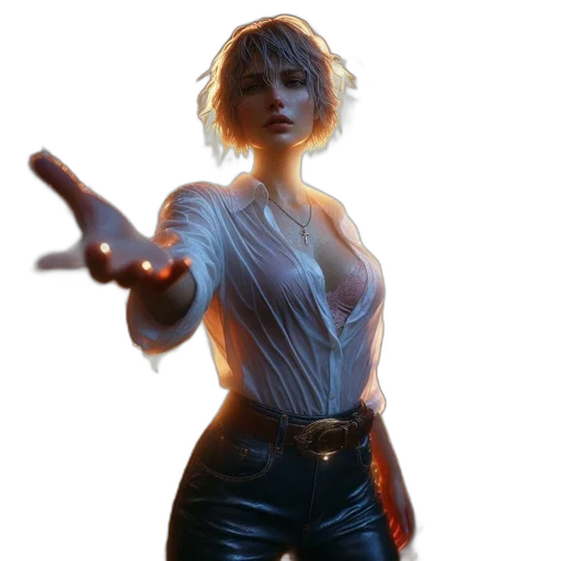 jacket, weapon, staff, face transparent PNG cut-out
