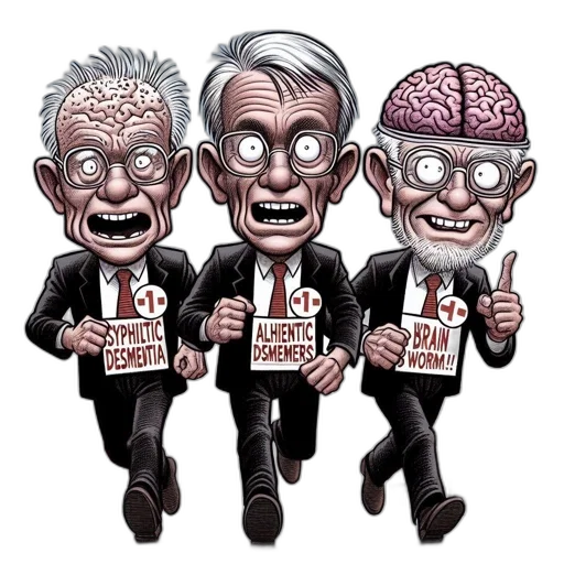 cartoon, three, elderly, men transparent PNG cut-out