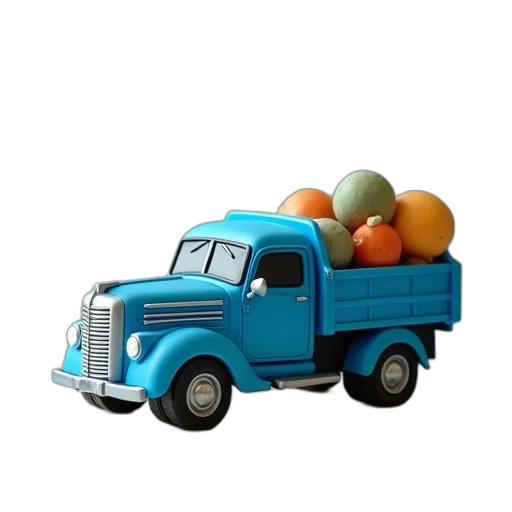 food, car, 3d render, photorealistic transparent PNG cut-out