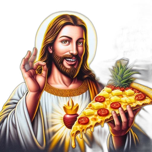 food, photorealistic, pixel art, vaporwave transparent PNG cut-out