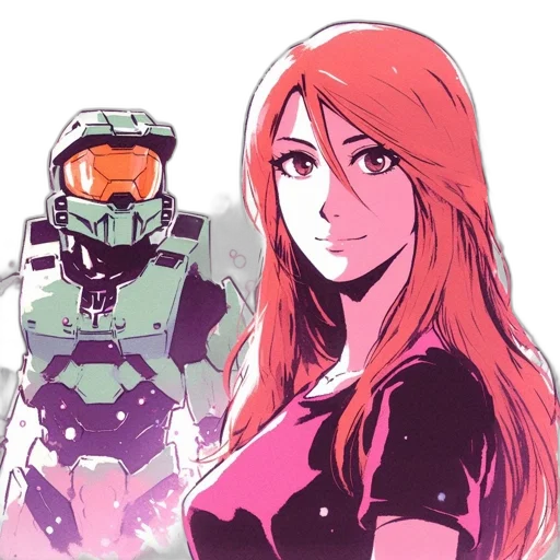robot, face, weapon, comic book art transparent PNG cut-out