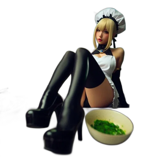 food, robot, 3d render, pixel art transparent PNG cut-out
