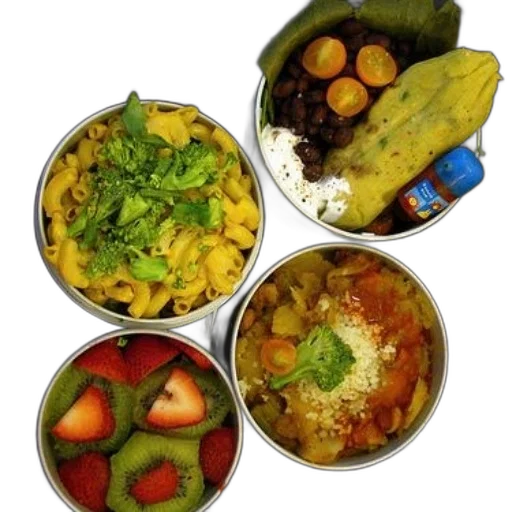 food, variety, bowls, filled transparent PNG cut-out