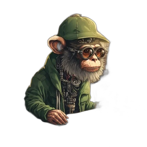 jacket, staff, animal, hat transparent PNG cut-out