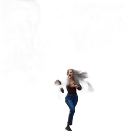 dress, hair, creature, staff transparent PNG cut-out