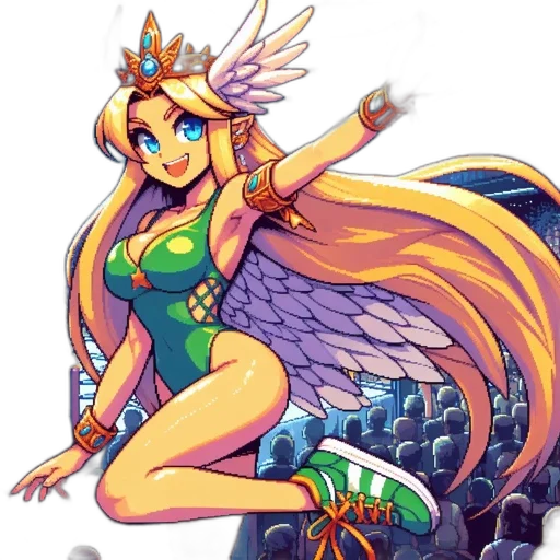 dress, dragon, crown, pixel art transparent PNG cut-out