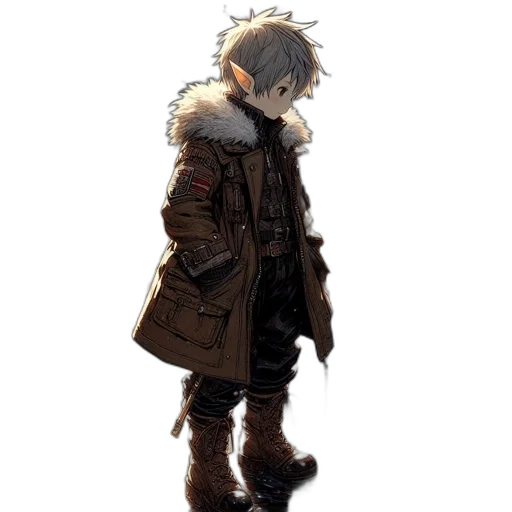 jacket, staff, creature, mask transparent PNG cut-out