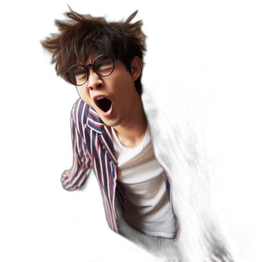 hair, staff, jacket, face transparent PNG cut-out