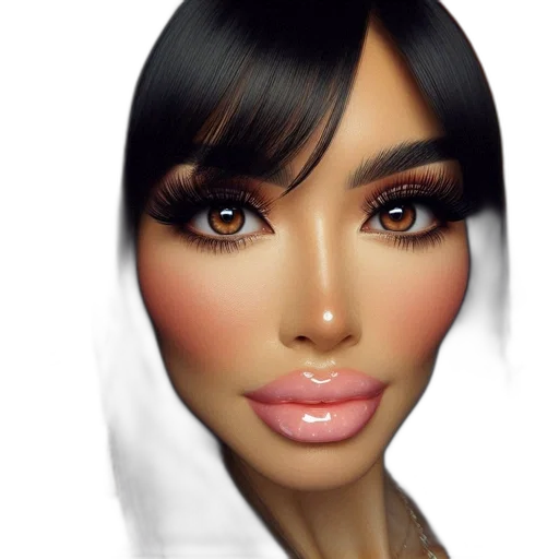 face, photorealistic, 3d render, cartoon transparent PNG cut-out