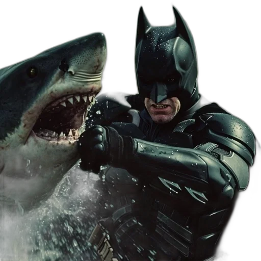 comic book art, underwater, batman, faces transparent PNG cut-out