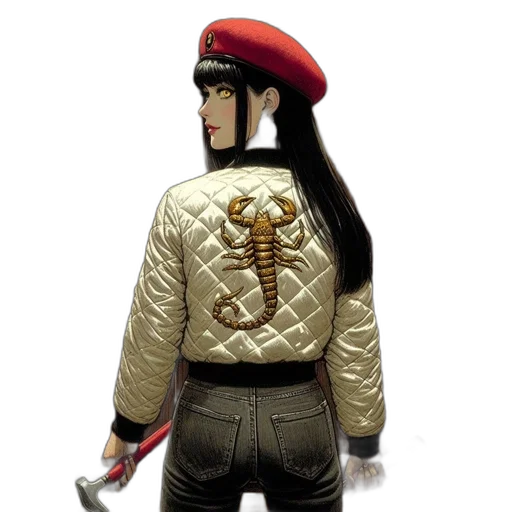 jacket, staff, hair, hat transparent PNG cut-out
