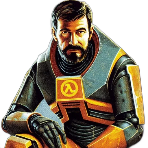 robot, jacket, face, staff transparent PNG cut-out