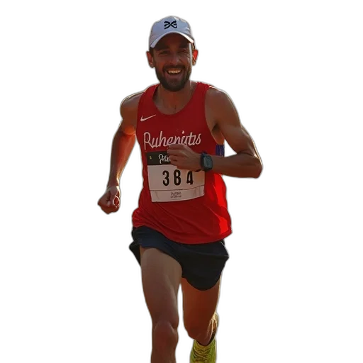 runner, celebrates, midst, race transparent PNG cut-out