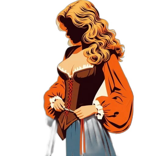 dress, jacket, staff, comic book art transparent PNG cut-out