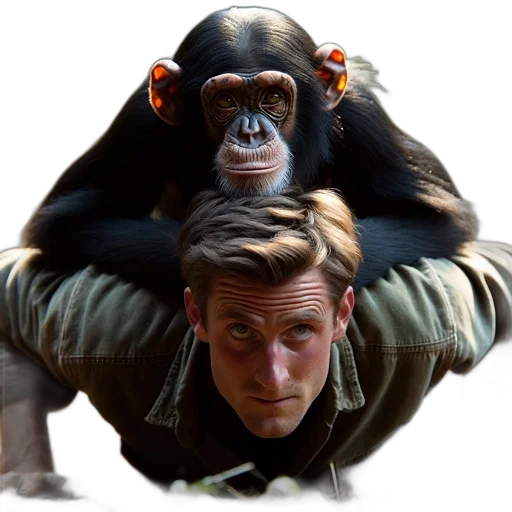 animal, jacket, man, chimpanzee transparent PNG cut-out